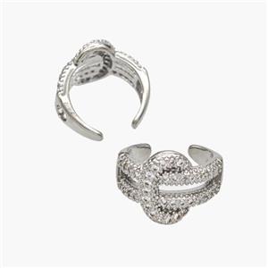 Copper Clip Earrings Pave Zirconia Platinum Plated, approx 11mm, 15mm dia [FN49086]