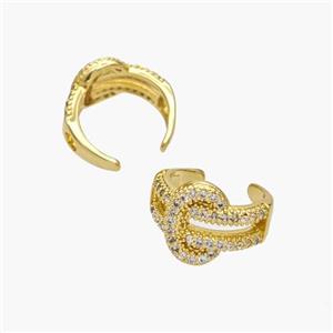 Copper Clip Earrings Pave Zirconia Gold Plated, approx 11mm, 15mm dia [FN49087]