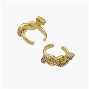 Copper Clip Earrings Pave Zirconia Gold Plated, approx 6mm, 12mm dia [FN49089]