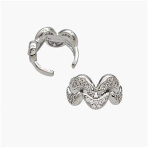 Copper Clip Earrings Pave Zirconia Platinum Plated, approx 9.5mm, 15.5mm [FN49090]