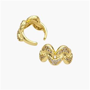 Copper Clip Earrings Pave Zirconia Gold Plated, approx 9.5mm, 15.5mm [FN49091]