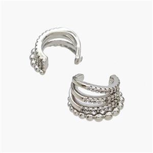 Copper Clip Earrings Pave Zirconia Platinum Plated, approx 10mm, 15mm dia [FN49092]