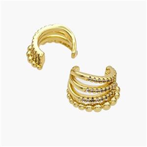 Copper Clip Earrings Pave Zirconia Gold Plated, approx 10mm, 15mm dia [FN49093]