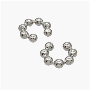 Copper Clip Earrings Ball Platinum Plated, approx 4.5mm, 18mm dia [FN49094]