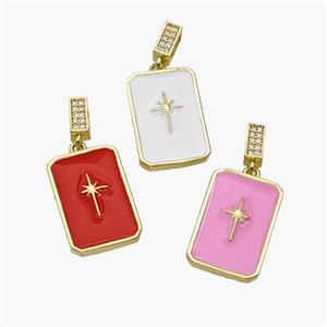 Copper Rectangle Pendant Enamel Northstar Gold Plated Mixed, approx 14-20mm, 5-7mm [FN49129]
