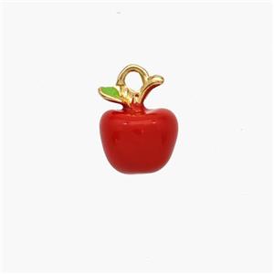 Copper Apple Pendant Red Enamel Gold Plated, approx 8-10mm [FN49151]