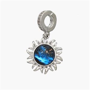 Copper Planet Pendant Platinum Plated, approx 14mm, 8mm dia [FN49156]