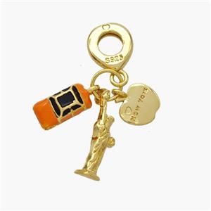 Copper Car Apple Goddess Pendant Orange Enamel Gold Plated, approx 4-14mm, 8-10mm [FN49160]