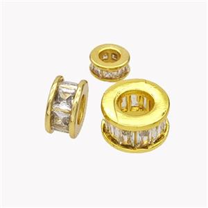 Copper Heishi Spacer Beads Pave Zirconia Gold Plated, approx 6mm [FN49166-6MM]