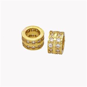 Copper Tube Beads Pave Zirconia Large Hole Gold Plated, approx 5-8mm, 5mm hole [FN49169]