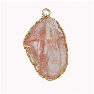 Pink Acrylic Pendant, approx 15-22mm [FN49177]