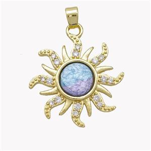Copper Sun Pendant Pave Acrylic Zirconia Gold Plated, approx 22mm [FN49181]