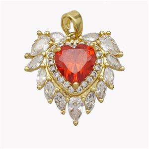 Copper Heart Pendant Pave Crystal Glass Gold Plated, approx 19.5mm [FN49190]