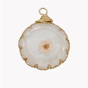 Acrylic Flower Pendant Gold Plated, approx 21mm [FN49214]