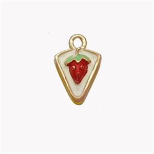Copper Strawberry Pendant Red Enamel Gold Plated, approx 9-10mm [FN49217]