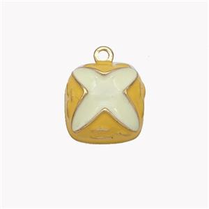 Copper Flower Pendant Enamel Gold Plated, approx 13mm [FN49219]