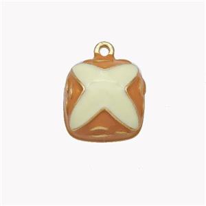 Copper Flower Pendant Enamel Gold Plated, approx 13mm [FN49220]