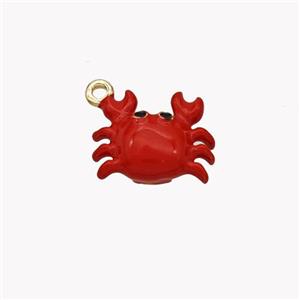Copper Crab Pendant Red Enamel Gold Plated, approx 10-13mm [FN49221]