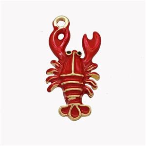 Copper Lobster Pendant Red Enamel Crab Gold Plated, approx 10-18mm [FN49222]