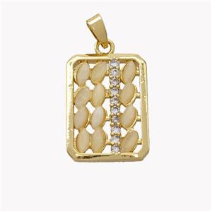 Copper Abacus Pendant Pave Cateye Glass Gold Plated, approx 13-18mm [FN49223]