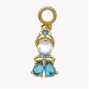 Copper KidBoys Pendant Pave Cateye Glass Gold Plated, approx 10-20mm, 7mm dia [FN49229]