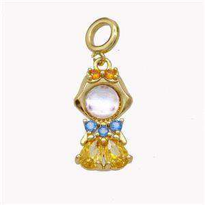 Copper KidGirls Pendant Pave Cateye Glass Gold Plated, approx 10-20mm, 7mm dia [FN49231]