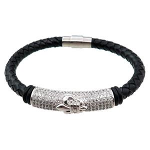 PU leather bracelets with magnetic clasp, approx 6mm, 70mm dia [FR10060]