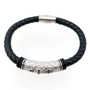 PU leather bracelets with magnetic clasp, approx 6mm, 70mm dia [FR10061]