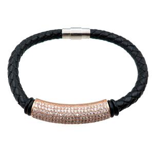 PU leather bracelet with magnetic clasp, approx 6mm, 70mm dia [FR10070]
