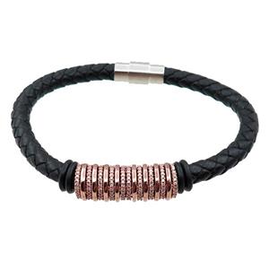 PU leather bracelet with magnetic clasp, approx 6mm, 70mm dia [FR10072]