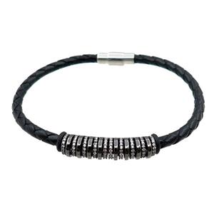 PU leather bracelet with magnetic clasp, approx 6mm, 70mm dia [FR10073]