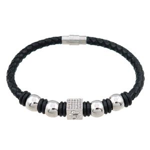 PU leather bracelet with magnetic clasp, approx 6mm, 70mm dia [FR10074]