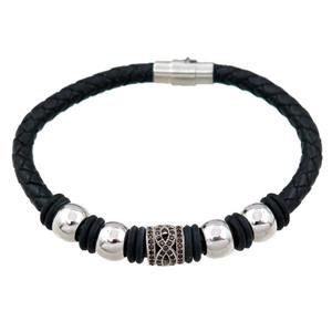PU leather bracelet with magnetic clasp, approx 6mm, 70mm dia [FR10076]