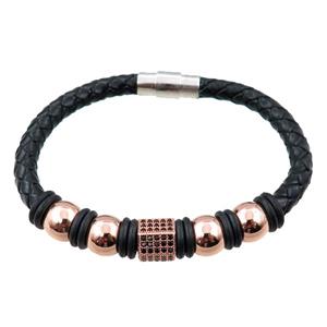 PU leather bracelet with magnetic clasp, approx 6mm, 70mm dia [FR10077]