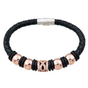 PU leather bracelet with magnetic clasp, approx 6mm, 70mm dia [FR10080]