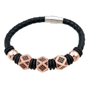 PU leather bracelet with magnetic clasp, approx 6mm, 70mm dia [FR10081]