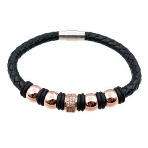 PU leather bracelet with magnetic clasp, approx 6mm, 70mm dia [FR10082]