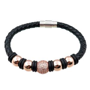 PU leather bracelet with magnetic clasp, approx 6mm, 70mm dia [FR10084]