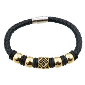 PU leather bracelet with magnetic clasp, approx 6mm, 70mm dia [FR10086]
