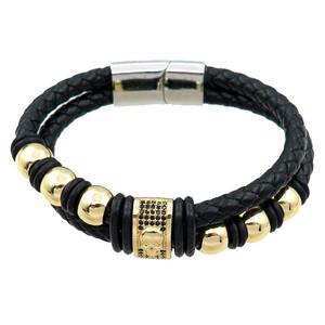 PU leather bracelet with magnetic clasp, approx 12mm, 70mm dia [FR10096]