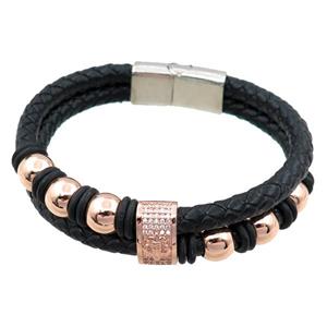 PU leather bracelet with magnetic clasp, approx 12mm, 70mm dia [FR10097]