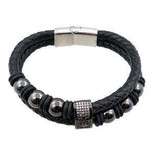 PU leather bracelet with magnetic clasp, approx 12mm, 70mm dia [FR10098]