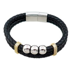 PU leather bracelet with magnetic clasp, approx 12mm, 70mm dia [FR10102]