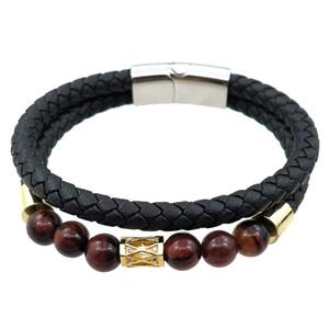 PU leather bracelet with magnetic clasp, approx 12mm, 70mm dia [FR10103]
