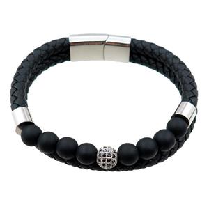 PU leather bracelet with magnetic clasp, approx 12mm, 70mm dia [FR10109]