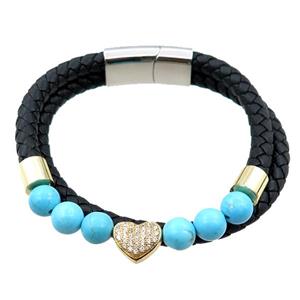 PU leather bracelet with magnetic clasp, approx 12mm, 70mm dia [FR10111]
