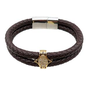 PU leather bracelet with magnetic clasp, approx 12mm, 70mm dia [FR10112]