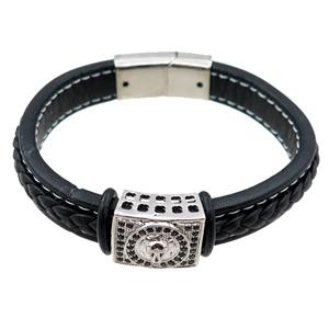 PU leather bracelet with magnetic clasp, approx 12mm, 70mm dia [FR10114]