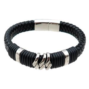 PU leather bracelet with magnetic clasp, approx 12mm, 70mm dia [FR10116]