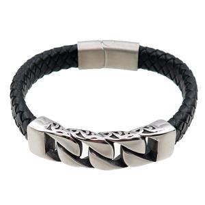 PU leather bracelet with magnetic clasp, lion, approx 12mm, 70mm dia [FR10118]